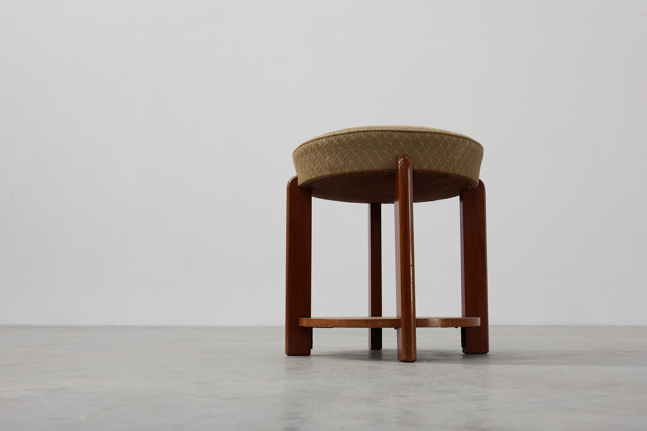 Art Deco stool in wood with original fabric, France ca. 1920thumbnail